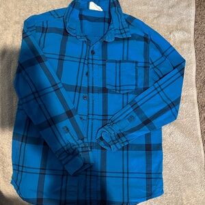 Blue Plaid Button-Up Shirt